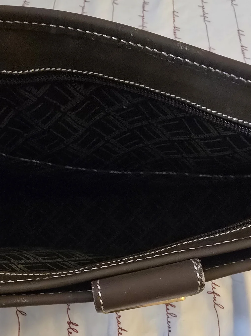 Dunhill Black Canvas Clutch with Brown Leather Trim and Gold Accent-EUC!